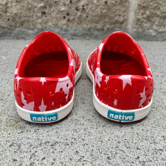 NATIVE Jefferson Stars Shoes Kids C5 5 Toddler Natives Shoe July 4th Red EUC - Picture 8 of 9
